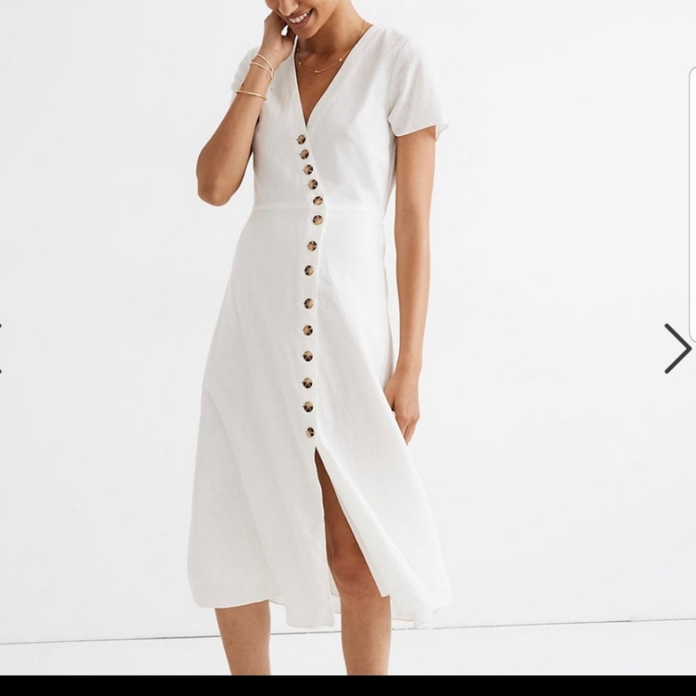 Madewell Linen Button Wrap Mini Dress Sz 0 AO243